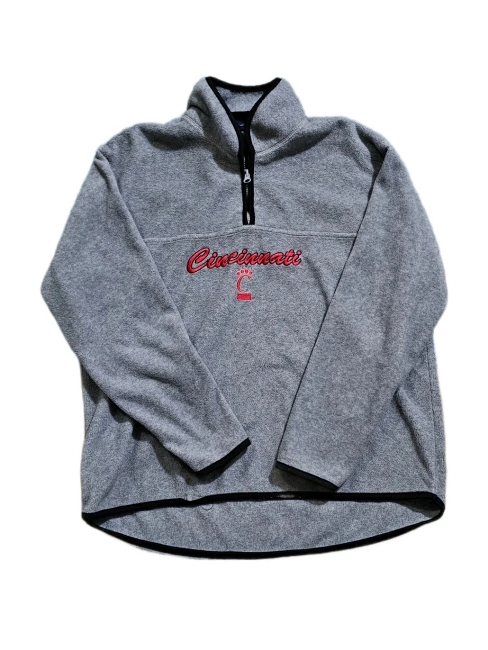 Cincinnati Bearcats Y2k Vtg Nwot 1/4 Zip Pullover Jacket Womens L Gray Fleece